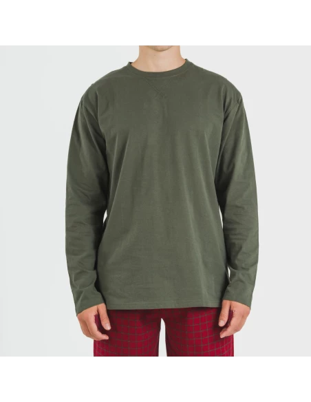 Pijama hombre franela Cuadro Edesia verde cacería pijamas-largos-hombre