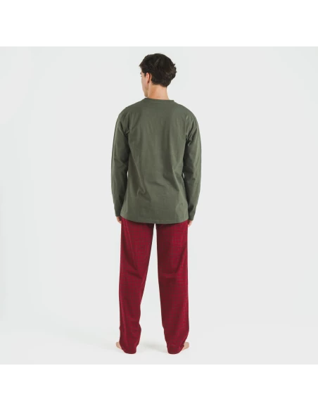 Pijama hombre franela Cuadro Edesia verde cacería pijamas-largos-hombre