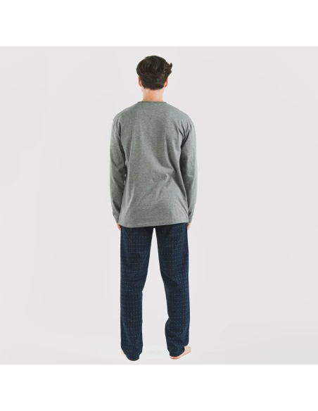 Pijama hombre franela Monclova gris mezcliyado pijamas-largos-hombre