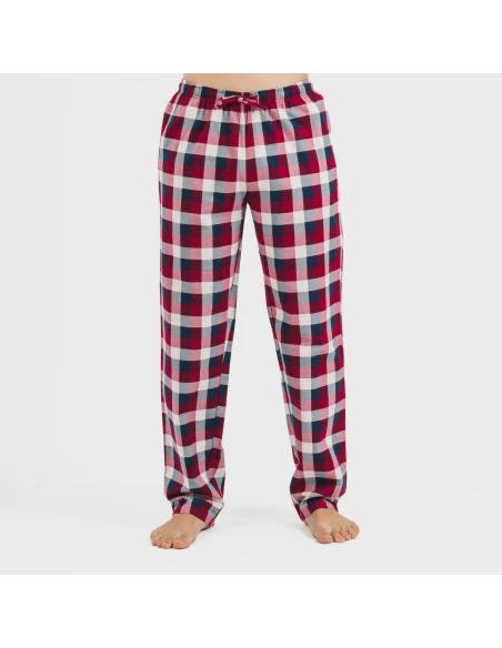 Pijama hombre franela Cuadro Ferni burdeos pijamas-largos-hombre