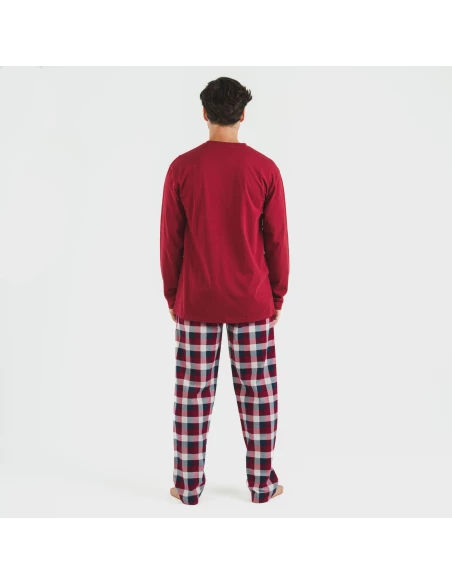 Pijama hombre franela Cuadro Ferni burdeos pijamas-largos-hombre