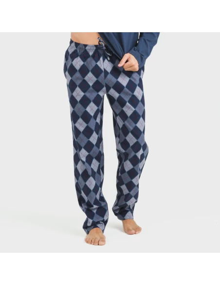 Pijama hombre franela Darsiriki azul pijamas-largos-hombre