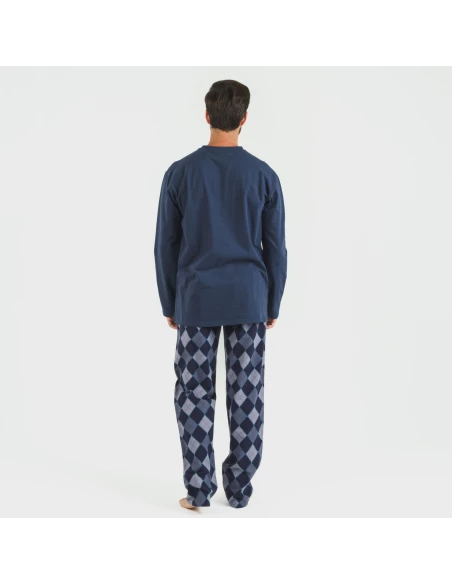 Pijama hombre franela Darsiriki azul pijamas-largos-hombre