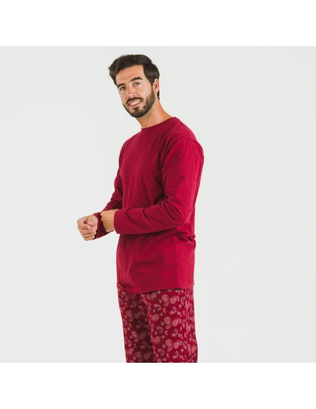 Pijama hombre franela Phylis burdeos pijamas-largos-hombre