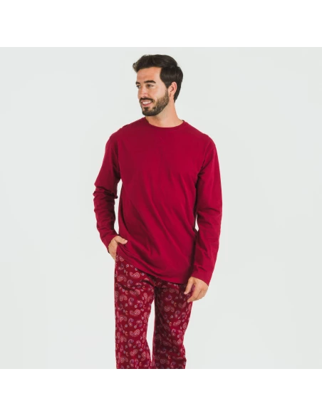 Pijama hombre franela Phylis burdeos pijamas-largos-hombre