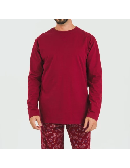 Pijama hombre franela Phylis burdeos pijamas-largos-hombre