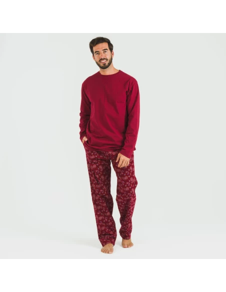 Pijama hombre franela Phylis burdeos pijamas-largos-hombre