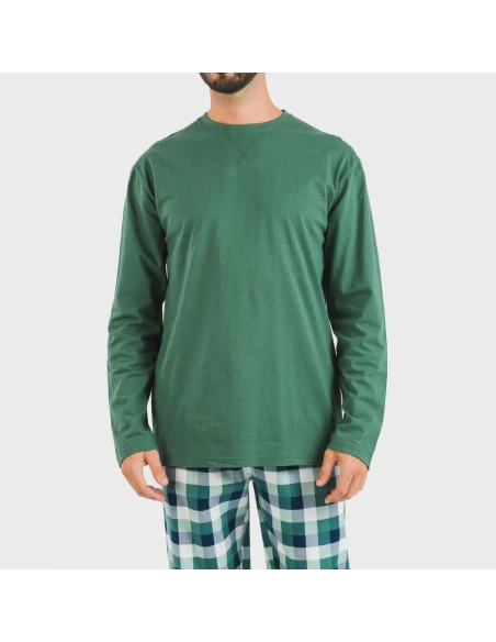 Pijama hombre franela Cuadro Ferni verde pijamas-largos-hombre