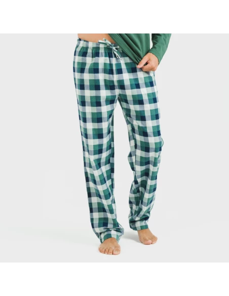 Pijama hombre franela Cuadro Ferni verde pijamas-largos-hombre