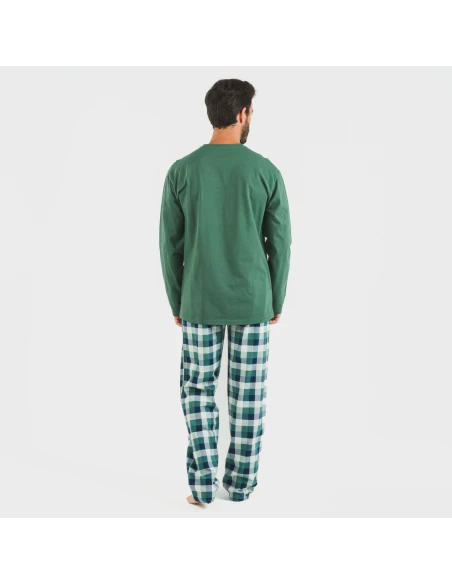 Pijama hombre franela Cuadro Ferni verde pijamas-largos-hombre