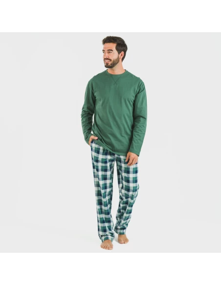 Pijama hombre franela Cuadro Ferni verde pijamas-largos-hombre