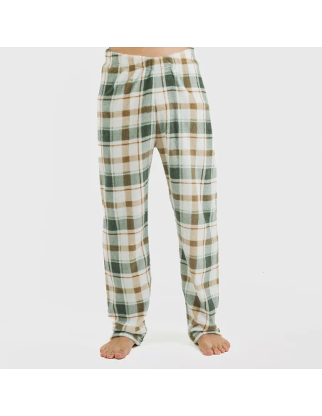 Pijama coral hombre Cuadro Noric verde pijamas-largos-hombre