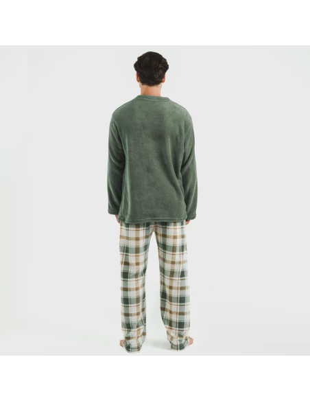 Pijama coral hombre Cuadro Noric verde pijamas-largos-hombre