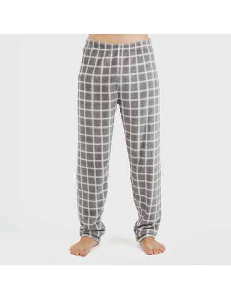 Pijama coral hombre Cuadro Roberto gris pijamas-largos-hombre