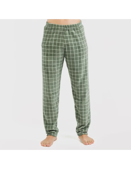 Pijama coral hombre Cuadro Pruden verde caceria pijamas-largos-hombre