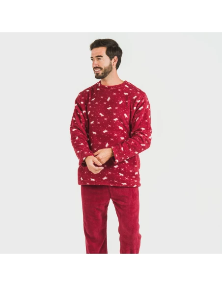 Pijama coral hombre Cody burdeos pijamas-largos-hombre