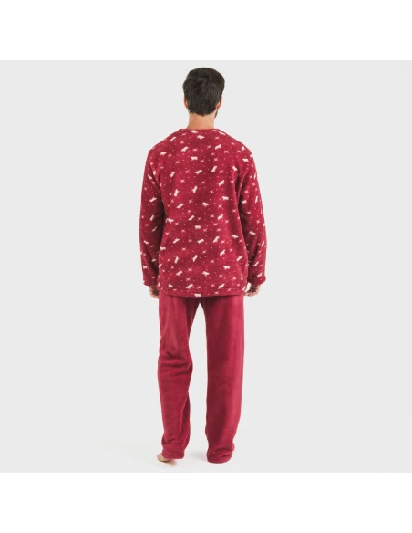 Pijama coral hombre Cody burdeos pijamas-largos-hombre