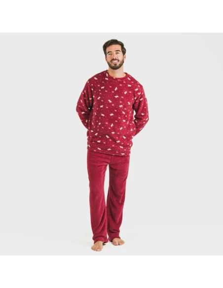 Pijama coral hombre Cody burdeos pijamas-largos-hombre