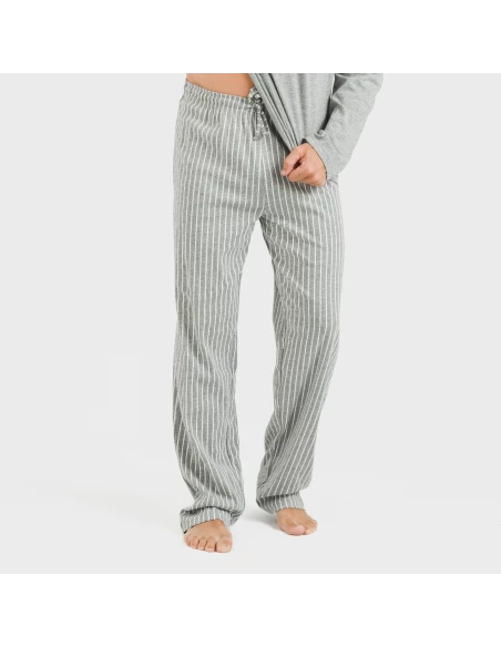 Pijama largo algodón hombre Beto gris mezcliyado pijamas-largos-hombre