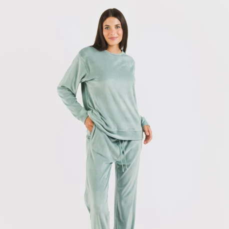 Pijama largo Velvet liso pijamas-de-invierno-de-mujer