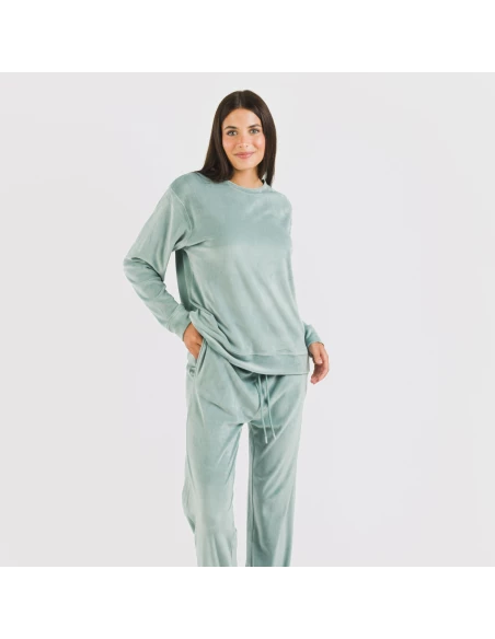 Pijama largo Velvet liso pijamas-de-invierno-de-mujer