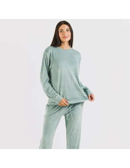 Pijama largo Velvet liso pijamas-de-invierno-de-mujer