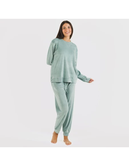 Pijama largo Velvet liso pijamas-de-invierno-de-mujer