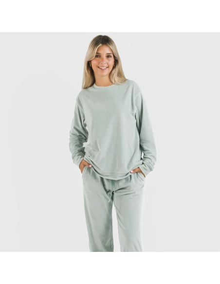 Pijama largo Velvet liso pijamas-de-invierno-de-mujer