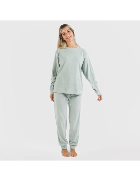 Pijama largo Velvet liso pijamas-de-invierno-de-mujer