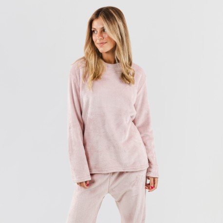 Pijama terciopelo liso pijamas-de-invierno-de-mujer