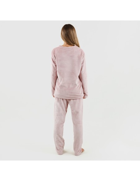 Pijama terciopelo liso pijamas-de-invierno-de-mujer