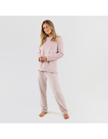 Pijama terciopelo liso pijamas-de-invierno-de-mujer