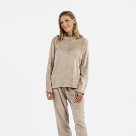 Pijama terciopelo liso pijamas-de-invierno-de-mujer