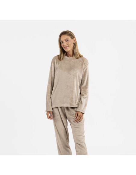 Pijama terciopelo liso pijamas-de-invierno-de-mujer