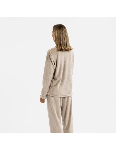 Pijama terciopelo liso pijamas-de-invierno-de-mujer