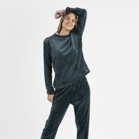 Pijama terciopelo liso pijamas-de-invierno-de-mujer