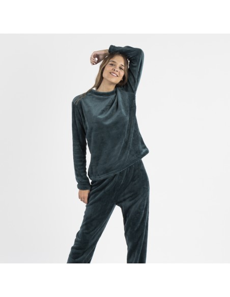 Pijama terciopelo liso pijamas-de-invierno-de-mujer