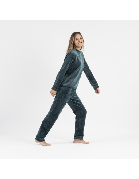 Pijama terciopelo liso pijamas-de-invierno-de-mujer