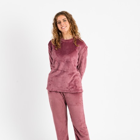 Pijama terciopelo liso pijamas-de-invierno-de-mujer