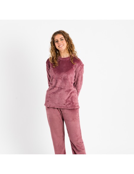 Pijama terciopelo liso pijamas-de-invierno-de-mujer