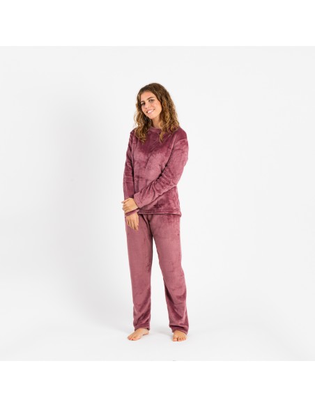 Pijama terciopelo liso pijamas-de-invierno-de-mujer