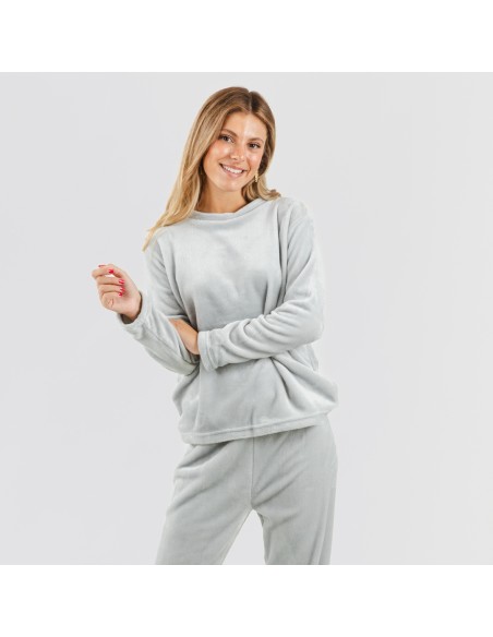 Pijama terciopelo liso pijamas-de-invierno-de-mujer