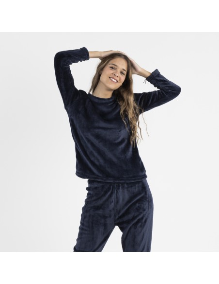 Pijama terciopelo liso pijamas-de-invierno-de-mujer