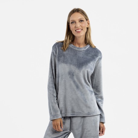 Pijama terciopelo liso pijamas-de-invierno-de-mujer