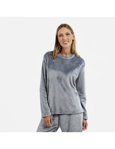 Pijama terciopelo liso pijamas-de-invierno-de-mujer