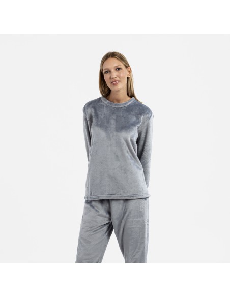 Pijama terciopelo liso pijamas-de-invierno-de-mujer