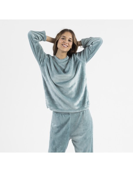 Pijama terciopelo liso pijamas-de-invierno-de-mujer