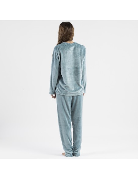 Pijama terciopelo liso pijamas-de-invierno-de-mujer