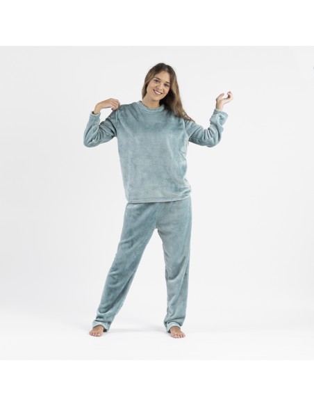 Pijama terciopelo liso pijamas-de-invierno-de-mujer