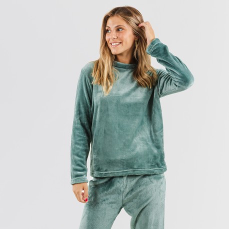 Pijama terciopelo liso pijamas-de-invierno-de-mujer